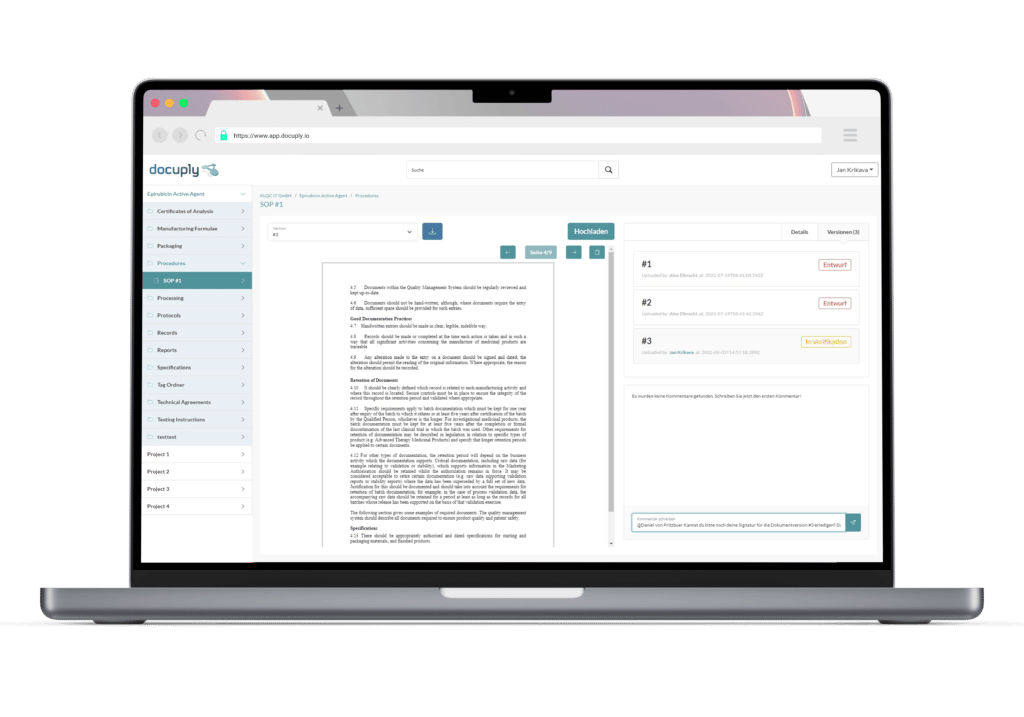 Docuply Laptop Render Dokumentenmanagement Pharma Biotech GxP