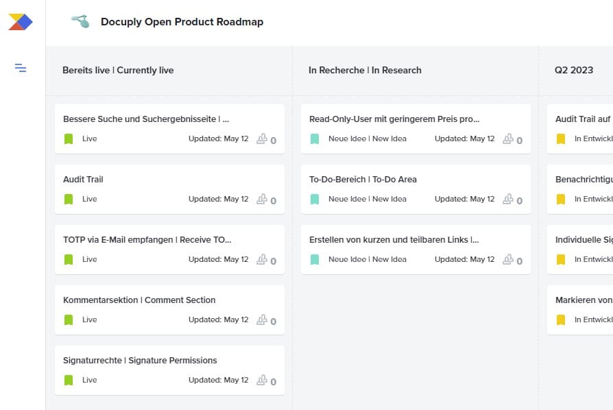 Neue Open Product Roadmap - Docuply