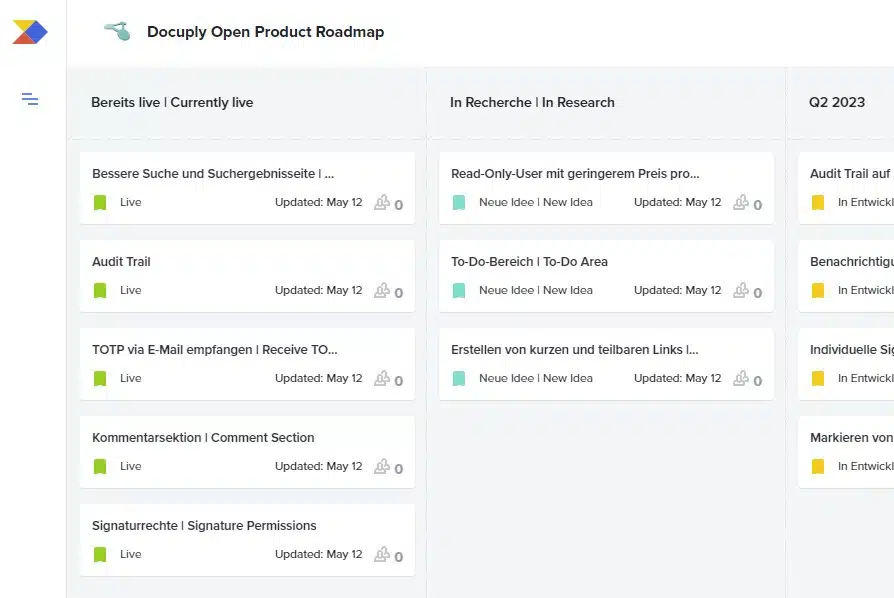 Neue Open Product Roadmap - Docuply
